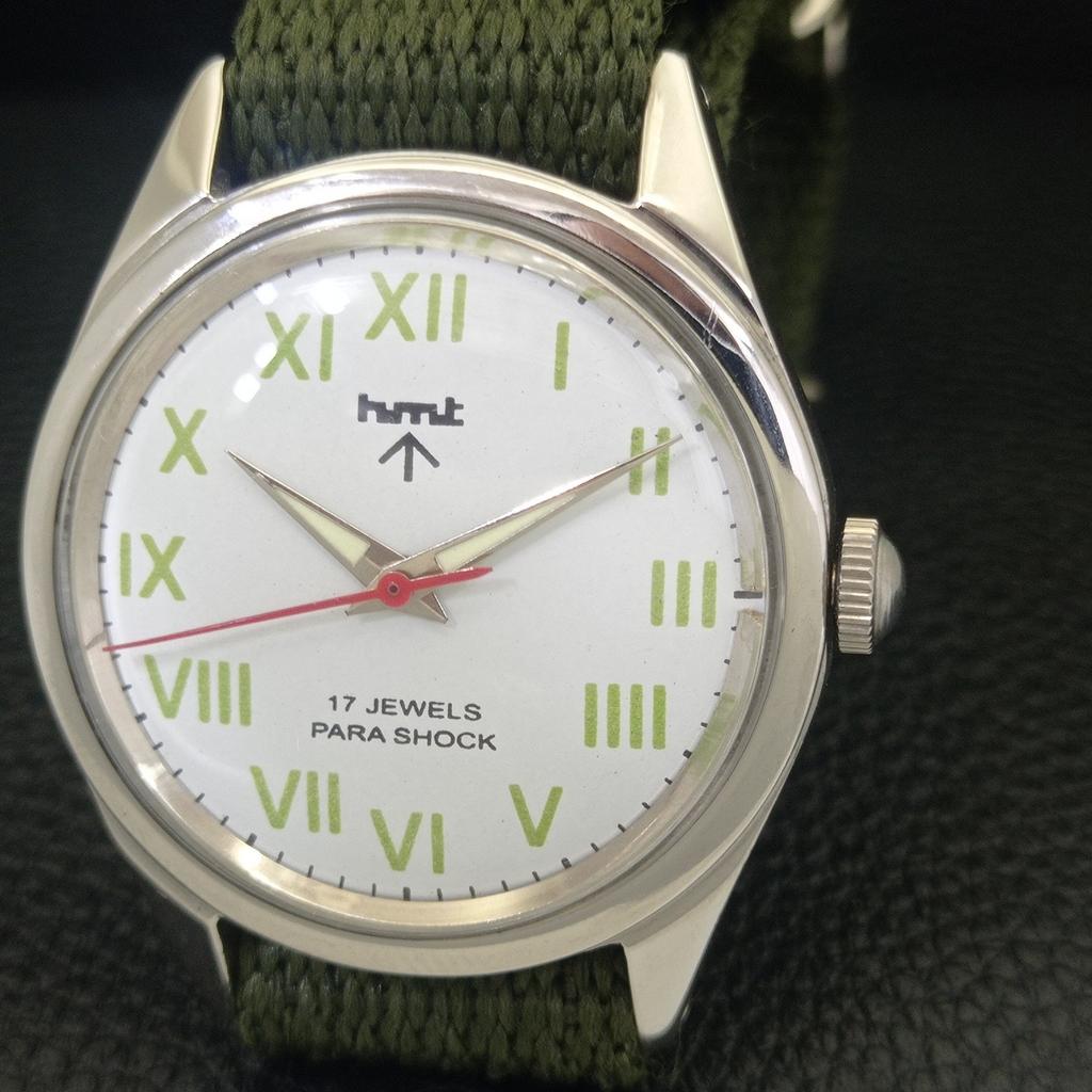 HAND-WINDING VINTAGE HMT INDIAN MENS ROMAN FIGURE WHITE DIAL WATCH a702882-1 R211-a702882