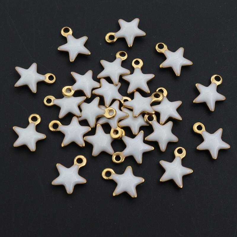 20pcs 10x8mm Enamel Small Star Charms Pendant Stainless Steel DIY Jewelry Making Accessories Findings for Bracelet Earrings