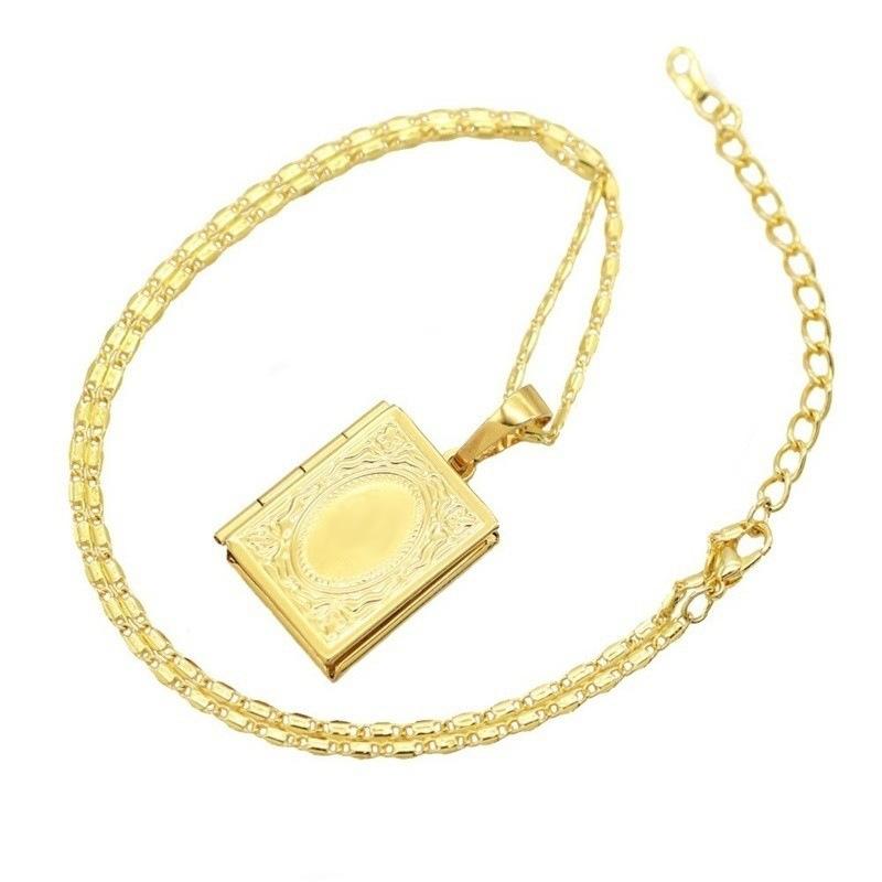 Collana con Ciondolo Scatola Fotografica Quadrata Collana Apribile a Flip Collana Semplice Gioielli