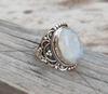 Solid 925 Sterling Silver Moonstone Gemstone Ring, Handmade Designer Birthstone Gift Ring, Boho Jewelry