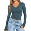 2025 Women's V-Neck Slim Fit Long-Sleeve Milk Silk Base Layer Shirt