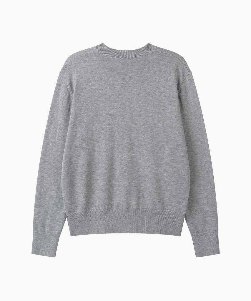 Leondi Min Side Button V-Neck Knit - Gray