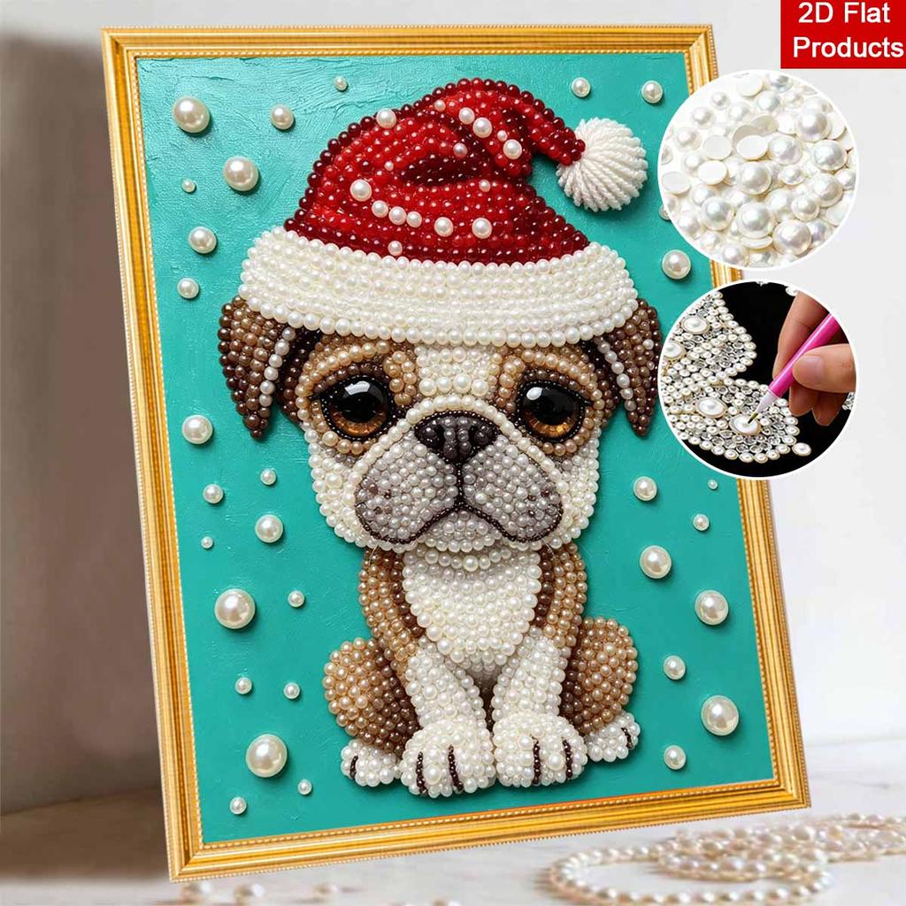 Christmas Pearl Painting Kit Handmade DIY Cute Puppy Santa Home Decoration Painting