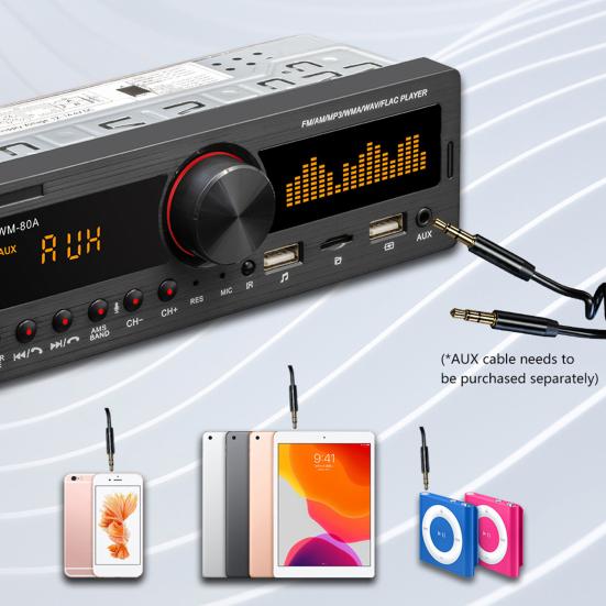 Swm-80A Handsfree Dual Usb Car Mp3 Player Powerful Fm Radio Bluetooth-Compatible Aux Tf Card U Disk