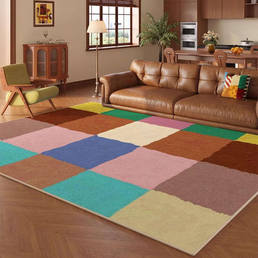 Large Rug for Living Room Bedroom Rugs Coffee Tables Floor Mat Short Plush Color Blocking Home Decoration Alfombra Salón Grande