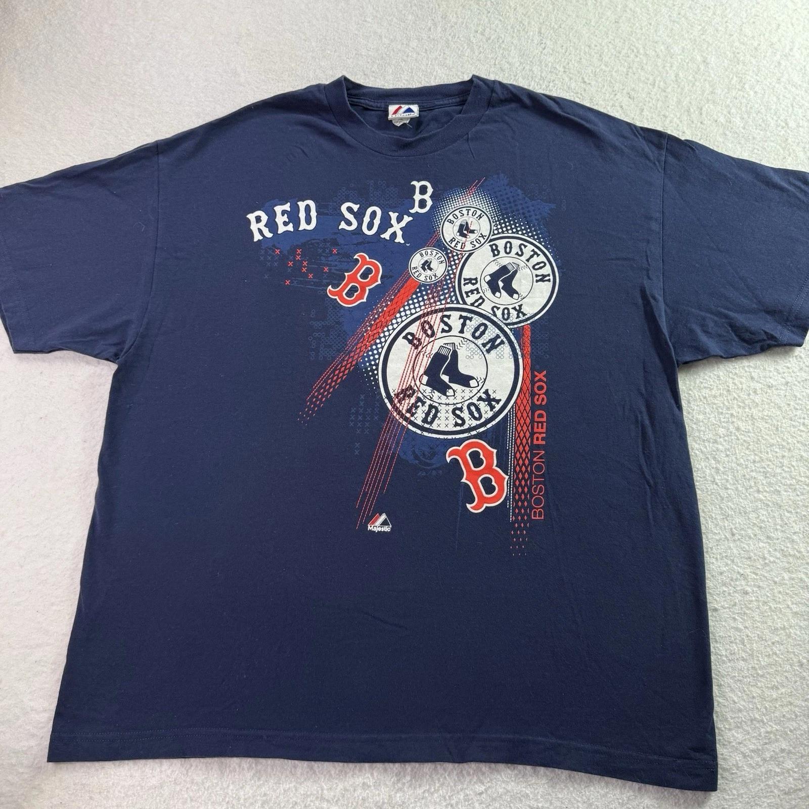 

Vintage Boston Red Sox T-Shirt Mens 2XL Majestic Blue Logo Graphic 2XL