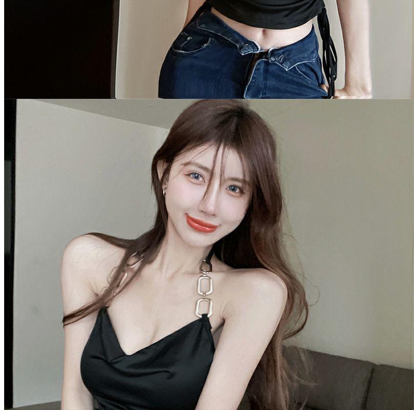Trendy Women's Sexy Halter Crop Top Vest - High Waist, Dual Layer Summer Style