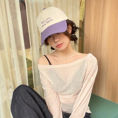 Summer Quick Drying Baseball Hat Patchwork Letter Embroidery Sunshade Adjustable Duck Tongue Cap Girls Outdoor Peaked Hat