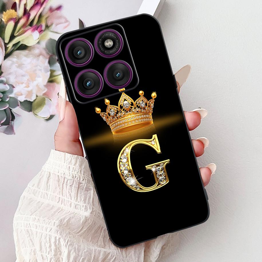For Motorola Edge 60 Pro Case 2025 Luxury Crown Letters Soft Silicone Black Phone Cover For Moto Edge 60 Fusion 60s Edge60 Funda