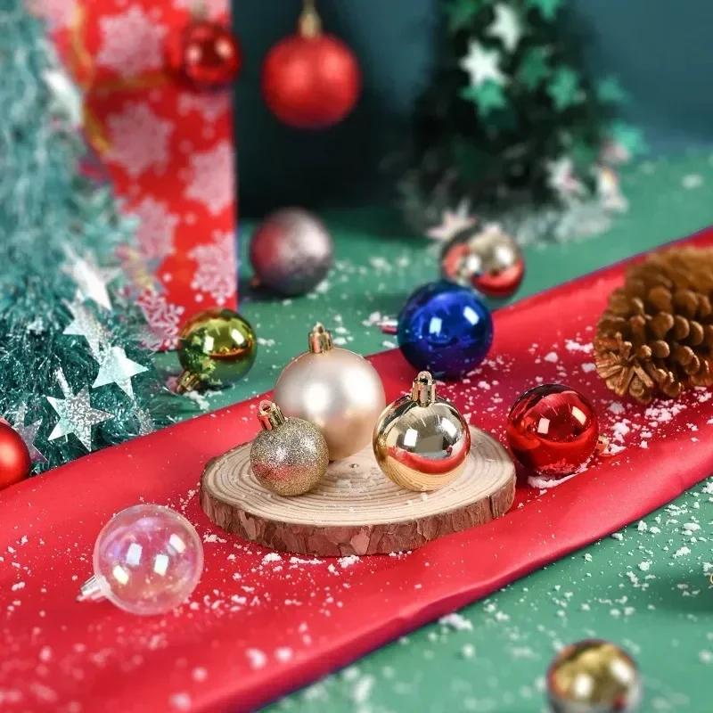 Hot 24Pcs 3/4/6CM Christmas Balls Big Ball Christmas Tree Pendant Ornaments for Party Decor New Year Navidad Gifts Accessory