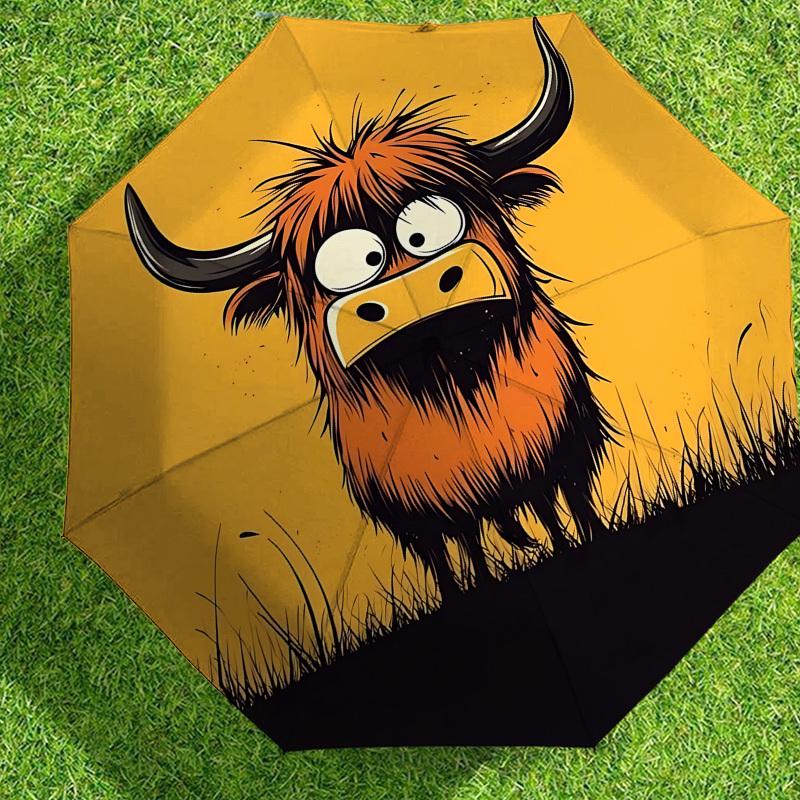 Adorable Highland Cow Print Umbrella - Auto Open/Closed, Outdoor Gear, Travel Accessory, Lightweight & Durable 176