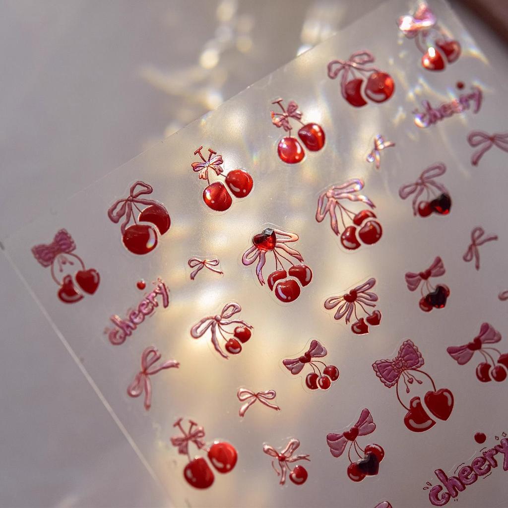 New Fruit Strawberry Jelly Nail Art Cute Stickers Sweetheart Cherry Bow Rabbit Diy Nail Decoration