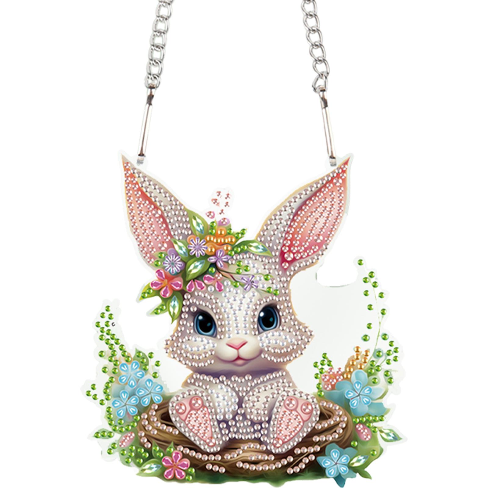 

Special Shape Easter Rabbit Wreath 5D DIY Diamond Painting Dots Pendant DIY Diamond Art Pendant Kit Diamond Painting Ornaments