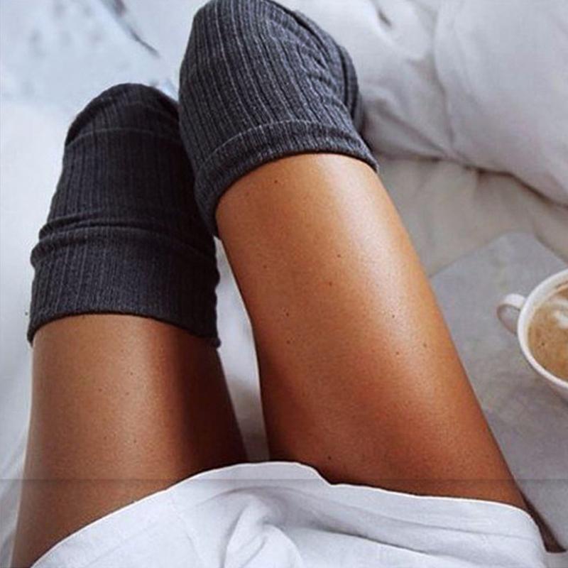 Sexy Warm Long Cotton Stocking Over Knee Stocking Women Winter Knee High Thigh Knitted Stockings for Ladies Over The Knee Socks