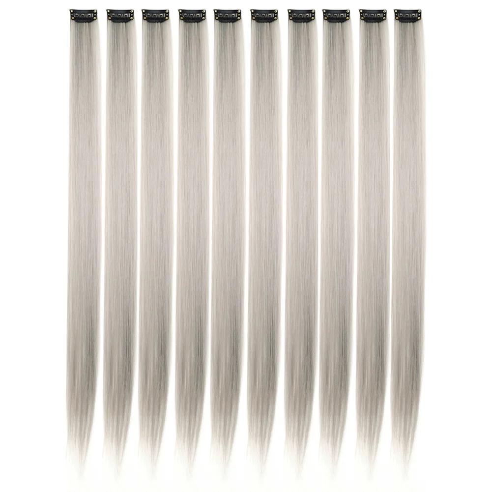 10PCS/Pack Colored Party Highlights Clip in Hair Extensions for Girls 18 Inches Omber colors Straight Hair Synthetic 2027