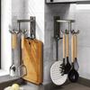 Huxiansen Kitchen Rotating Hooks, Wall-Mounted Storage Rack, Utensil Organizer, Spatula And Spoon Hanger, No-Drill Shelf