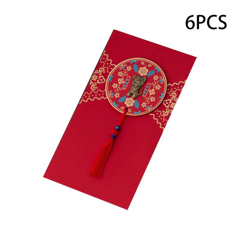 Zodiac 6pcs Chinese Tiger New Year Cny Ang Pao Gold Angpow Red Packet Money Pack
