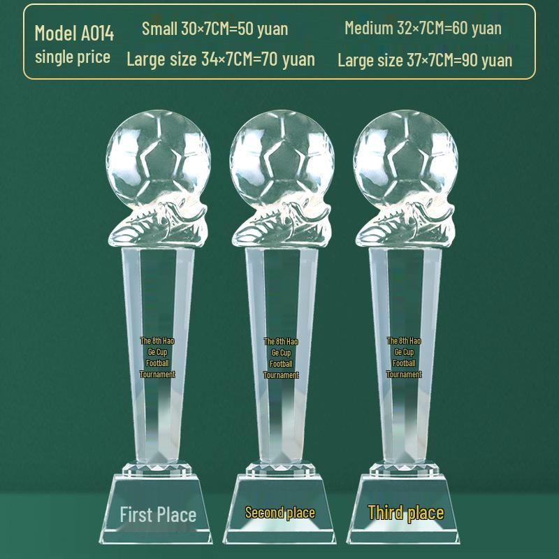 Custom Crystal Football Trophy - 2025 Golden Boot Top Scorer Award (Extra Large)