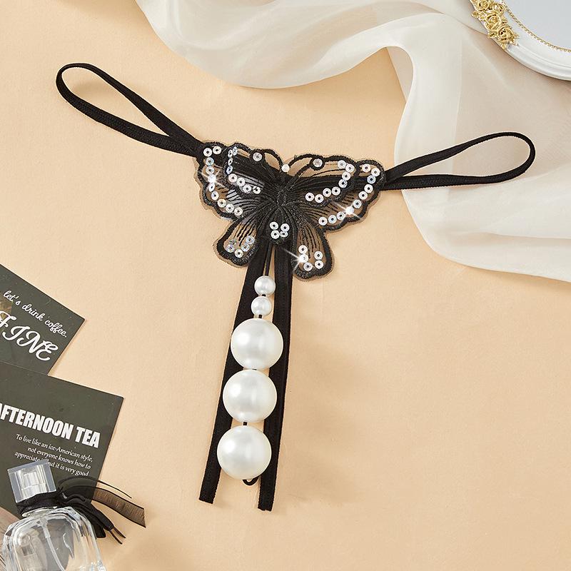 "Large Sexy Thong with Pearl Massage, Open Crotch, Easy Removal - European & American Style"