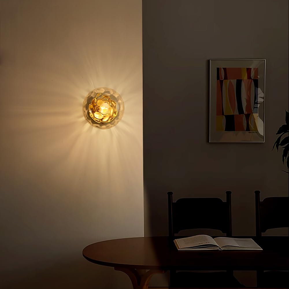 Chende Bracket Light Nordic Water Ripple Round Wall Light Stylish Water Surface Aqua Glass LED Compatible Indirect Lighting Wall Spherical Wall Lamp