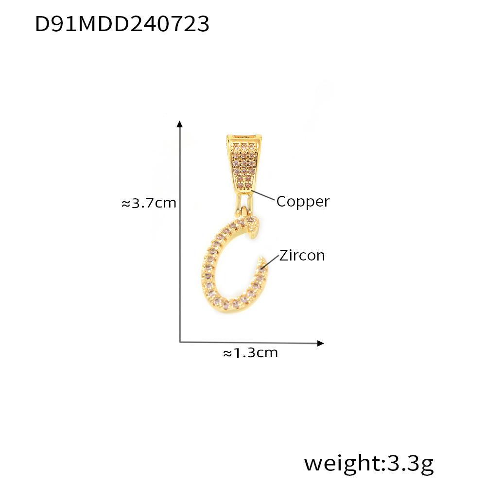 European Chic 18K Gold Plated Zirconia Cursive Letter Pendant in Copper, Customizable DIY Letter Combinations.