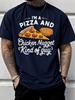 Funny Pizza And Chicken Nugget With Slogan Text Graphic Print Unisexs Crew Neck Short Sleeve Tee Casual Daily Soft Basic Wear Top