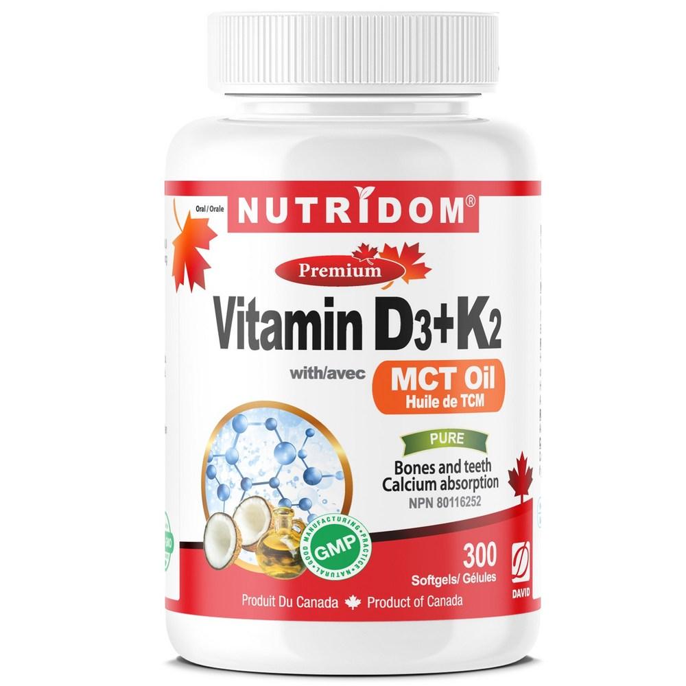 D3K2 K2D3 Nutridom Vitamin D3 Vitamin K2 Coconut MCT Oil 300 Tablets 1 pcs