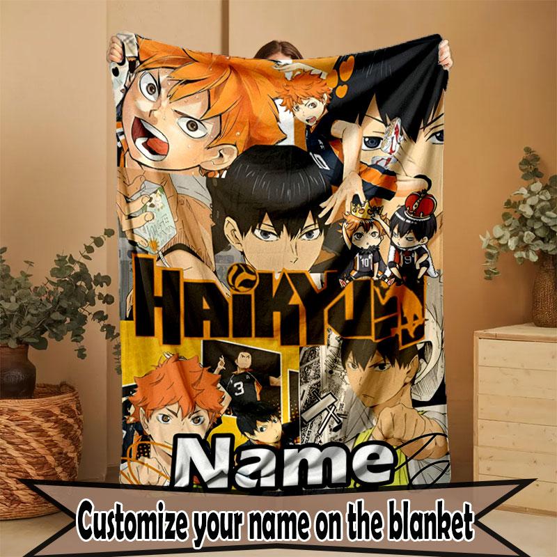 Individuelle Namenspersonalisierte Haikyu Druckdecke, Heimdekoration, Schlafzimmer, Sofa, Camping, Couch, Geschenke für Geburtstag Weihnachten