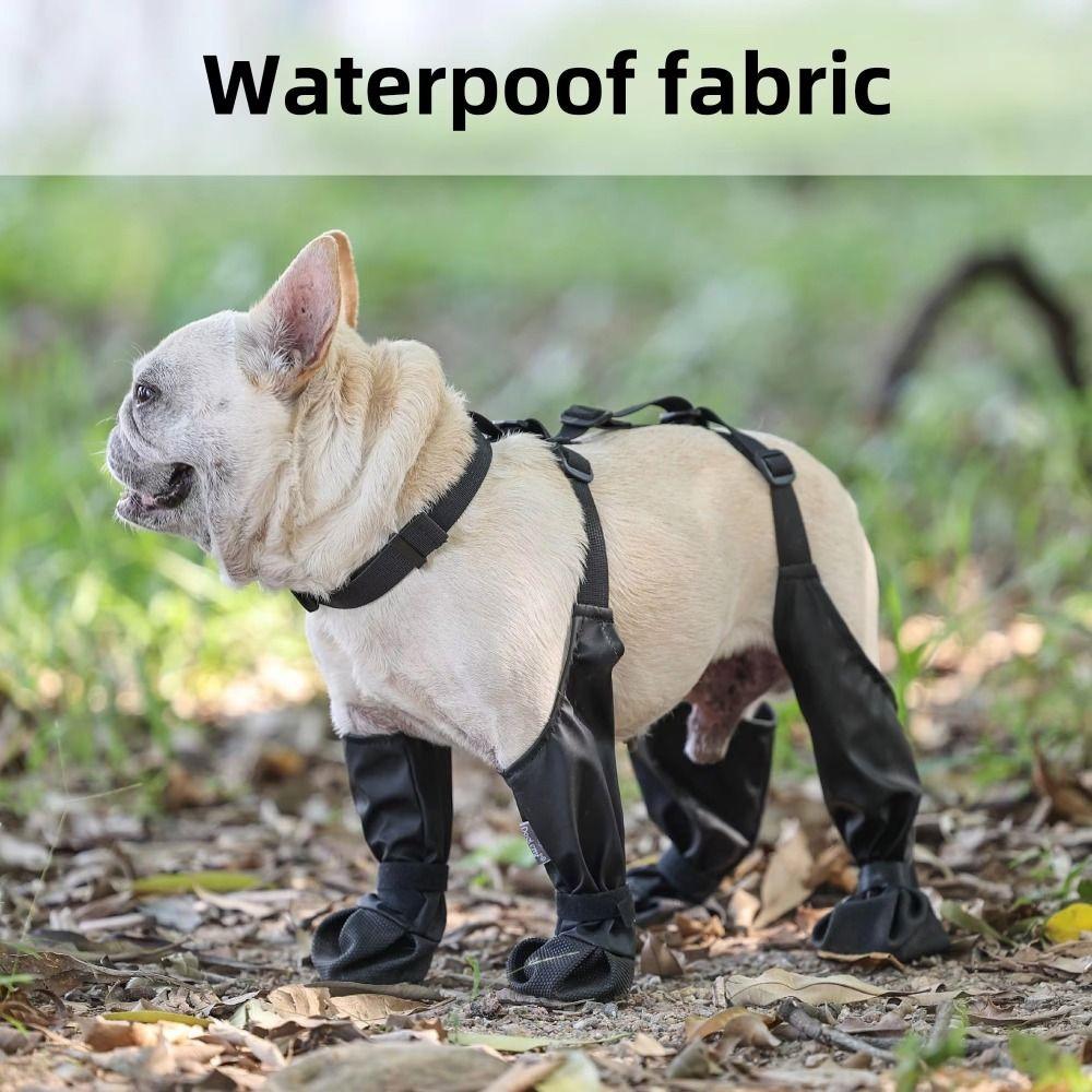 2024 Waterproof Dog Shoes Ajustable Breathable Dog Boots Non-Slip Nylon Bulldog Paws Protector Outdoor