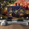 Dream Forest Cabin Oil Painting Wall Art Large Tapestry Mural Decoration Curtain Bedroom Living Room Home Decoration