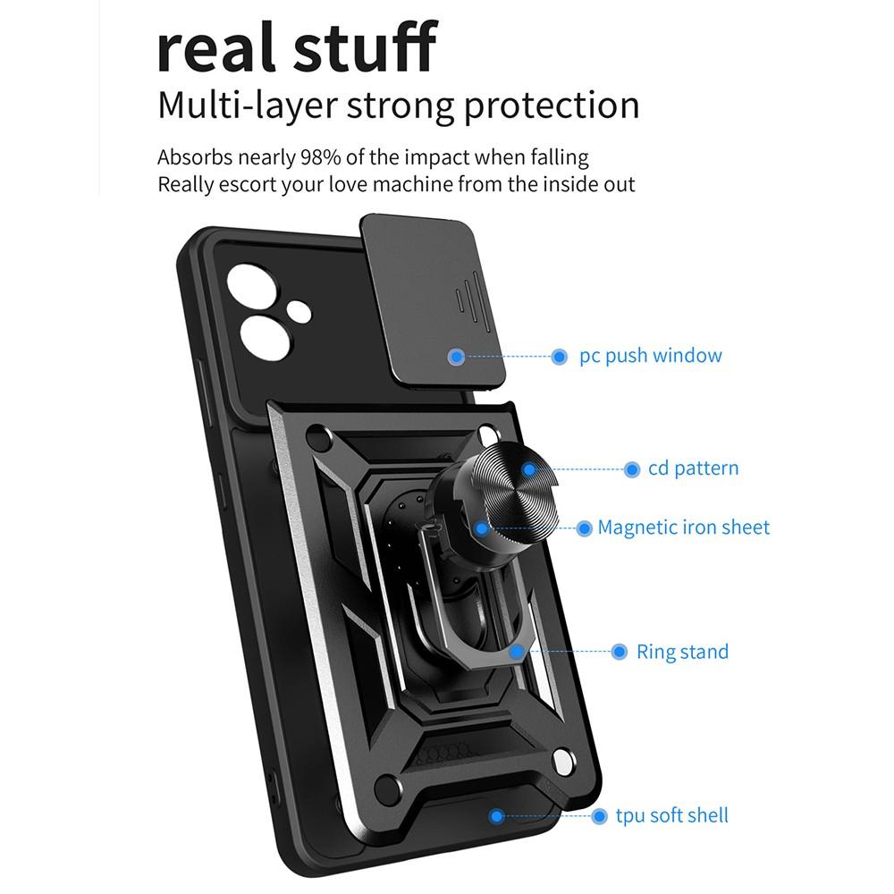 Slide Camera Phone Case for Samsung Galaxy A04e 4G/F04 4G/M04 4G,Hard PC Soft TPU Protective Rugged Phone Cover with Kickstand