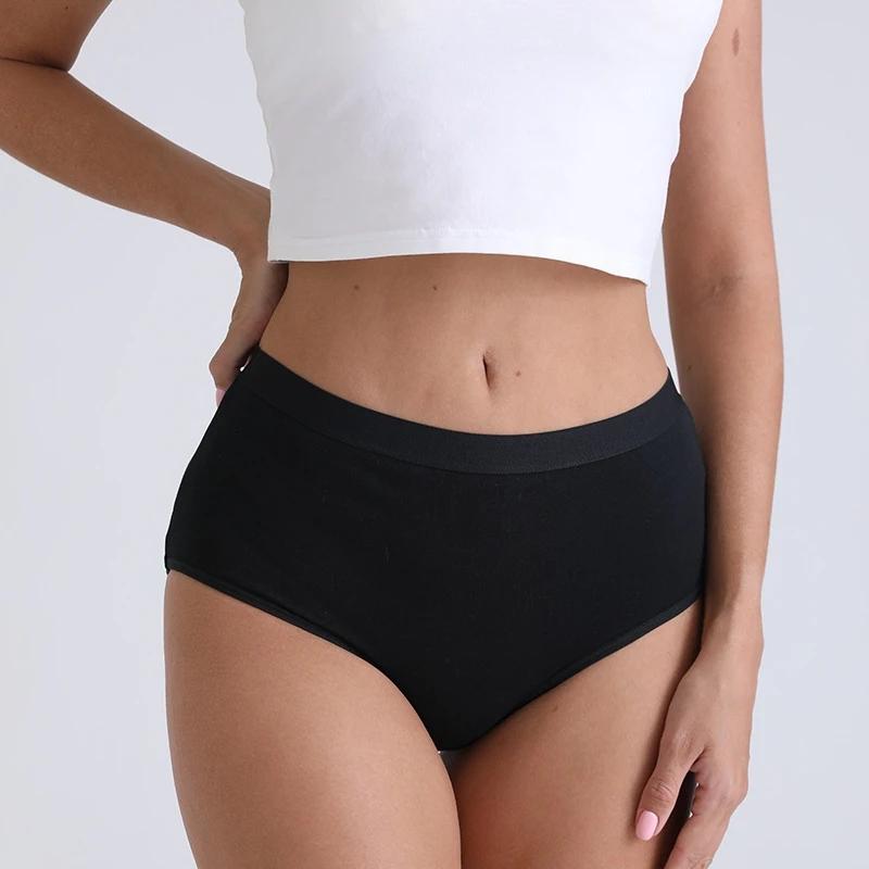 Xxxxl Oversize Women'S Breathable Cotton Briefs Lingerie High Waist Hygienic Plus Large Size Black Panties Menstrual Underpants