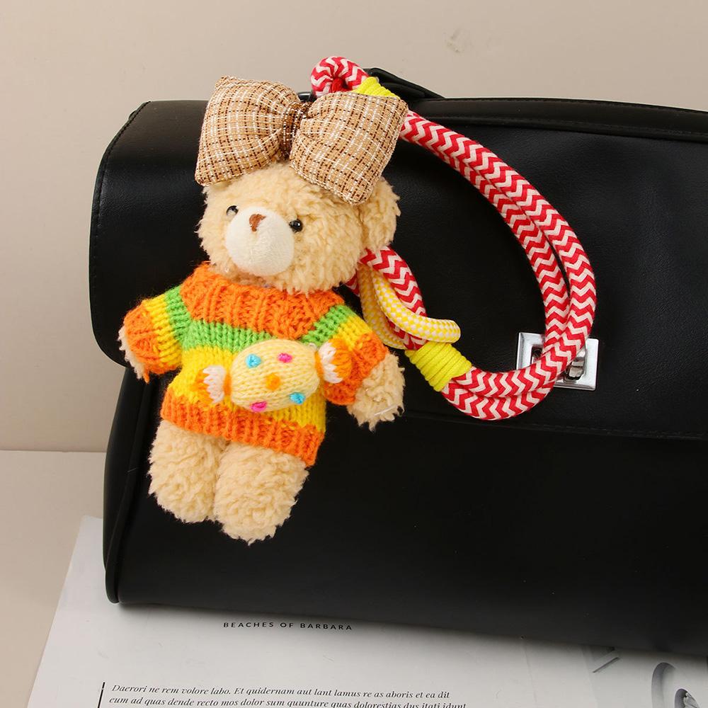 INS Style Candy Little Bear Pendant Keychain Cute Plush Doll Bag Charm Chic Car Hanging Piece Girl Accessories Gift A350