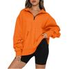 Womens Solid Color Sweatshirt With Pockets And Long Sleeves For Casual Wear