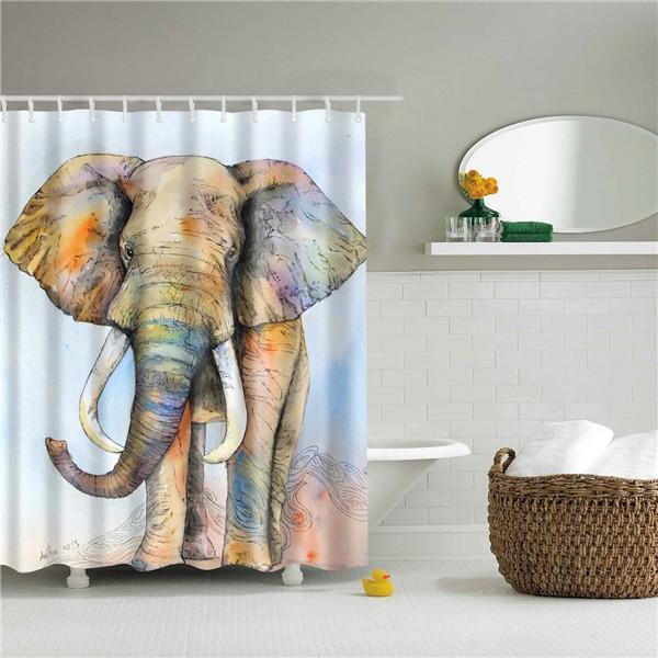 Animals Elephant Shark Octopus Deer Shower Curtains Bathroom Waterproof Polyester Curtain for Bathroom Shower