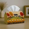 1pc Folk Art Tissue Box - Sheep Farm Autumn - Holiday Parties & Home Decor, 17.02*25.91 Cm, Party Decorations, Suitable for Daily Use, Holiday Seasona