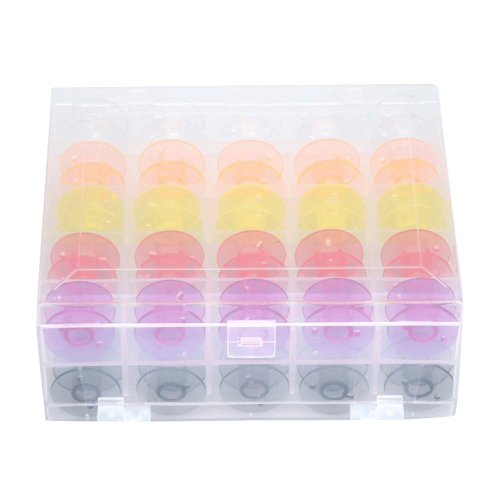 50Pcs Storage Box Plastic Sewing Bobbins Colorful Universal Thread Spools 50pcs Bobbins Set Industrial