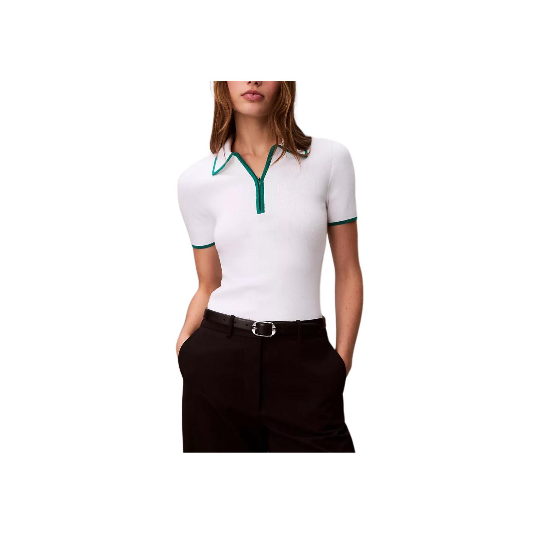 

Calvin Klein Casual Comfortable Skin-Friendly Simple Short Sleeve Polo Shirt Women tops 44D304G-YAA S