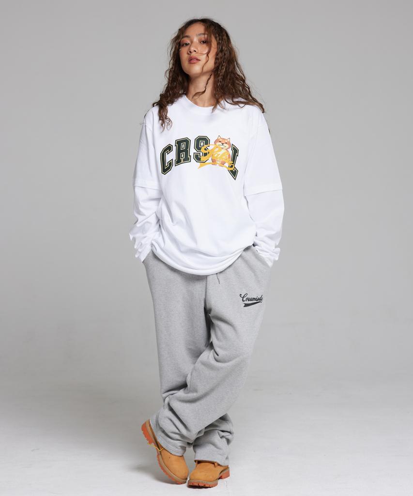 CREAM SODA LAB Authentic Logo Carpenter Bermuda Sweat Wide Pants Grey