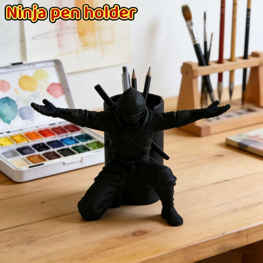 1-Piece Ninja Warrior Pen Holder Decoration 3D Printed Ninja Pen Stand Desktop Organizer Decoration Figurine Multifunctional Pen Holder 3D Printed Dec