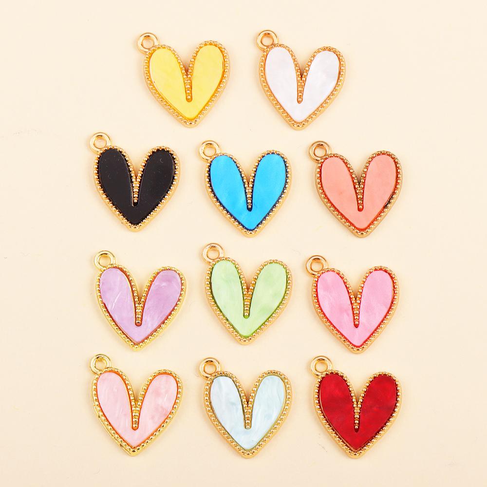 10Pcs Multicolor Crystal Peach Heart Charms For Women Girls Jewelry Making DIY Sweet Romantic Love Heart Pendant Necklace Crafts