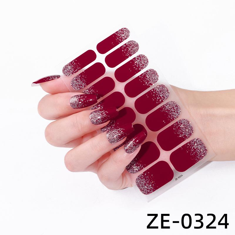 Neue einfarbige Glitzer-Nagelsticker, 16-Finger-Bestseller-Nagelsticker auf Amazon, Vollabdeckung.