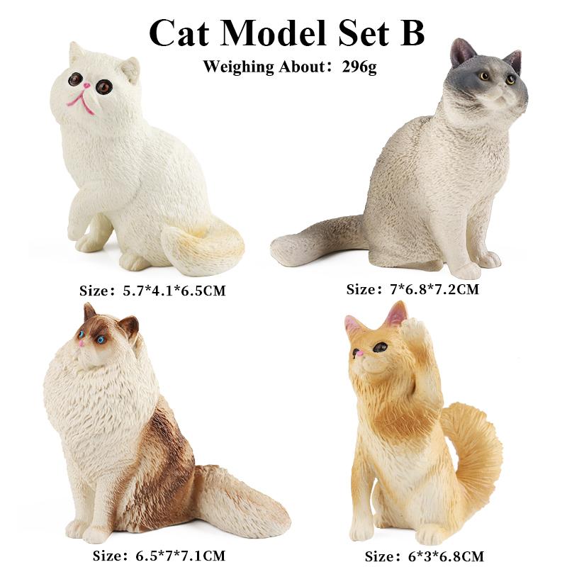 Oenux 4pcs Dog Animals Model Set Action Figure Rottweiler Shiba Inu Persian Cat Siamese Figurines Cute Education Toy Kids Gift