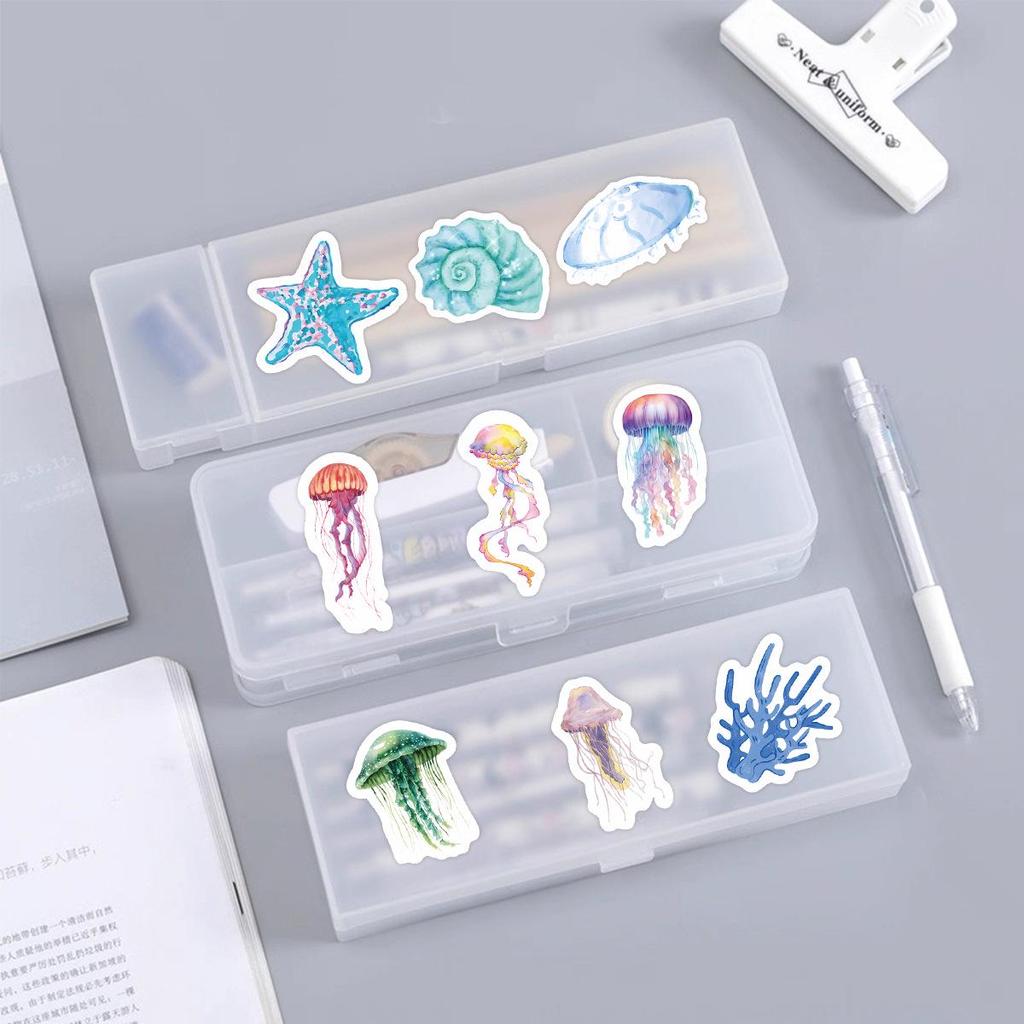 52-Piece Jellyfish Marine Life Stickers: Waterproof Cartoon Decorations for Car Trunks and Phone Cases