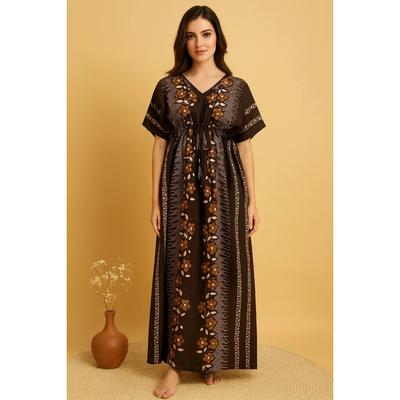 Floral Printed Women Kaftan Gown Indian Beautiful Daily Sleepwear Nighty Dress