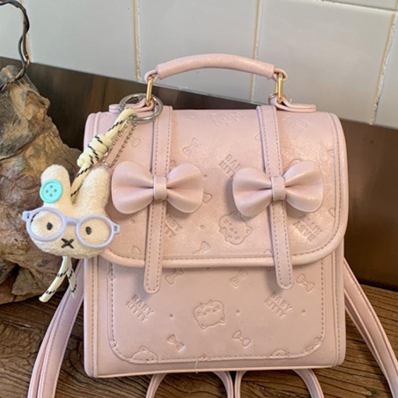 Schoolbag Foreign Style Retro College Backpack Bag Women's 1011 Spring New Niche Bow Backpack Portable Student Schoolbag