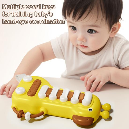 

Cartoon Giraffe Electronic Piano Toy with Lights Sound Hand-Eye Coordination Toddlers Boys білий