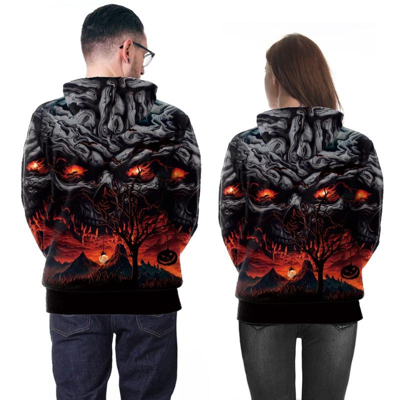 Halloween costume new digital printing dark couple casual sweater
