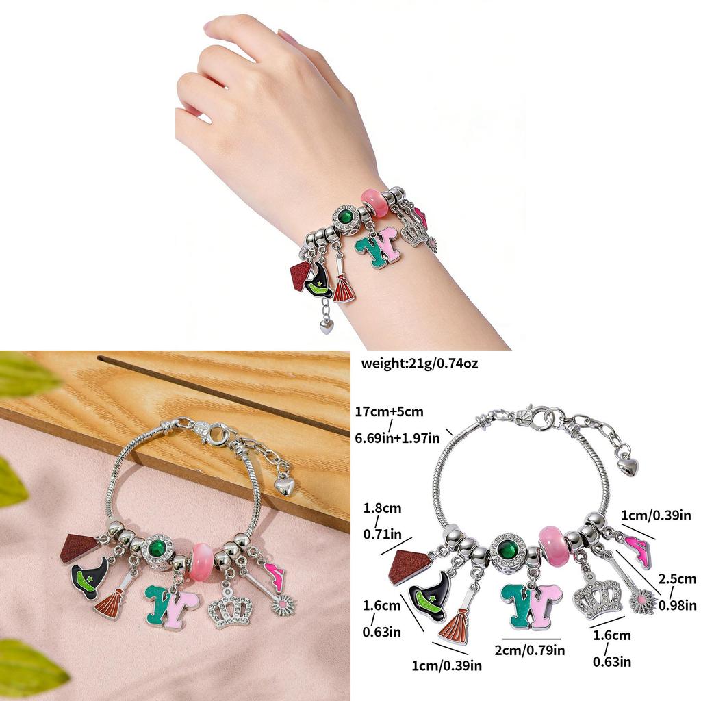 Diy Evil Witch Charm Bracelet With Zinc Alloy Pendant For Unisex Fashion Jewelry