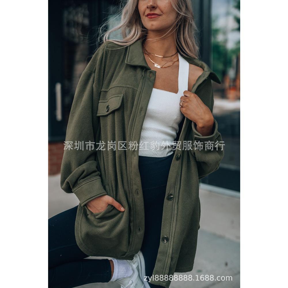 Winter Women's Fashion Long-sleeved Single-breasted Cardigan Fleece Sweater Woolen Jacket